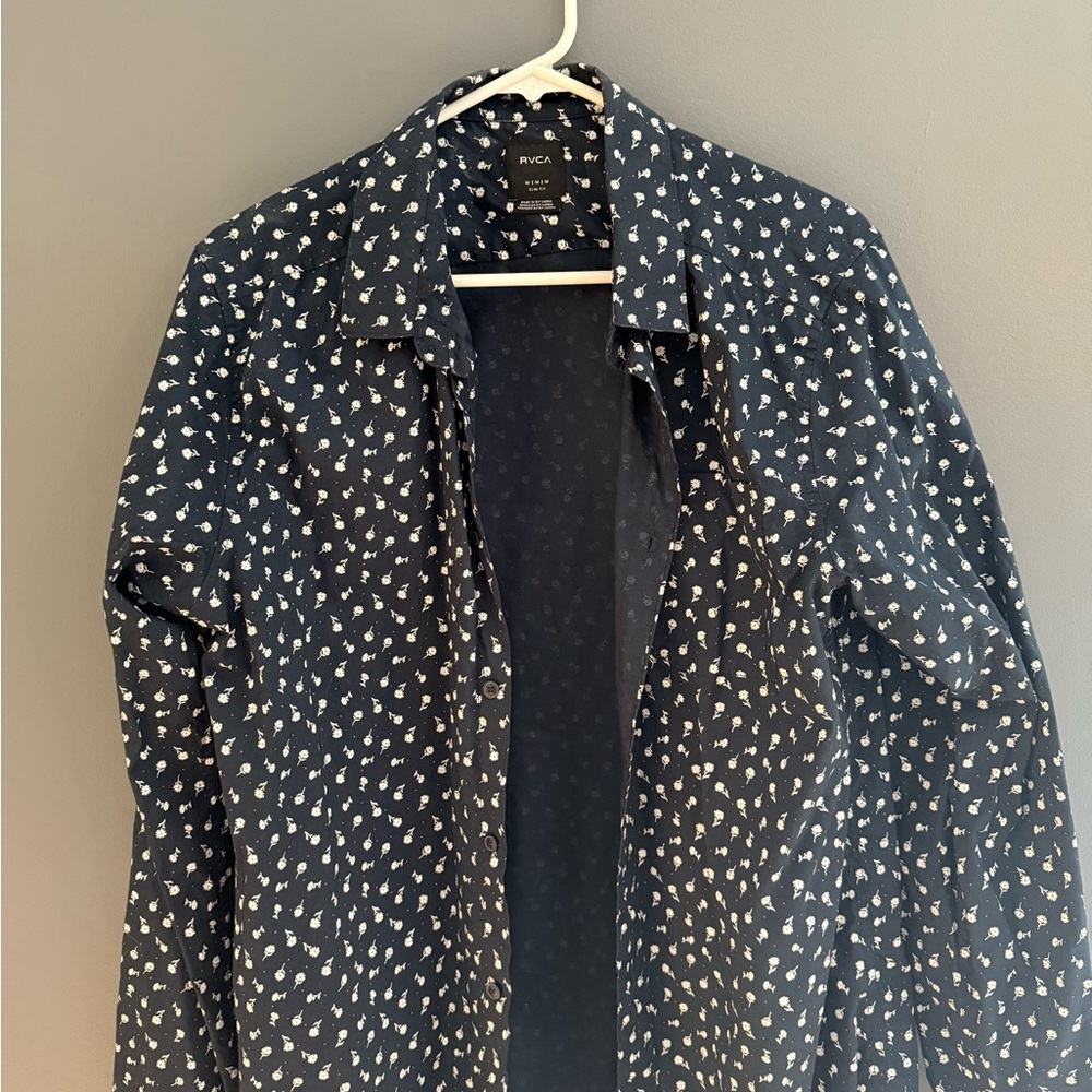 RVCA Dark Blue Floral Shirt